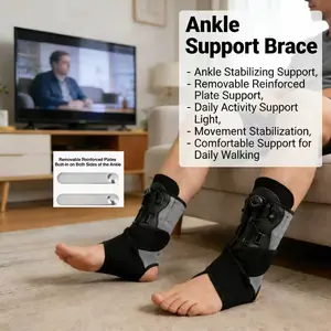 2 Pack Adjustable Ankle Support Brace, Stabilizing Ankle Brace with Removable Plate for Daily & Sports Use