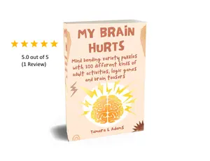 Paperback book of Mind bending variety puzzles with 100 different kinds of adult activities, logic games and brain teasers.