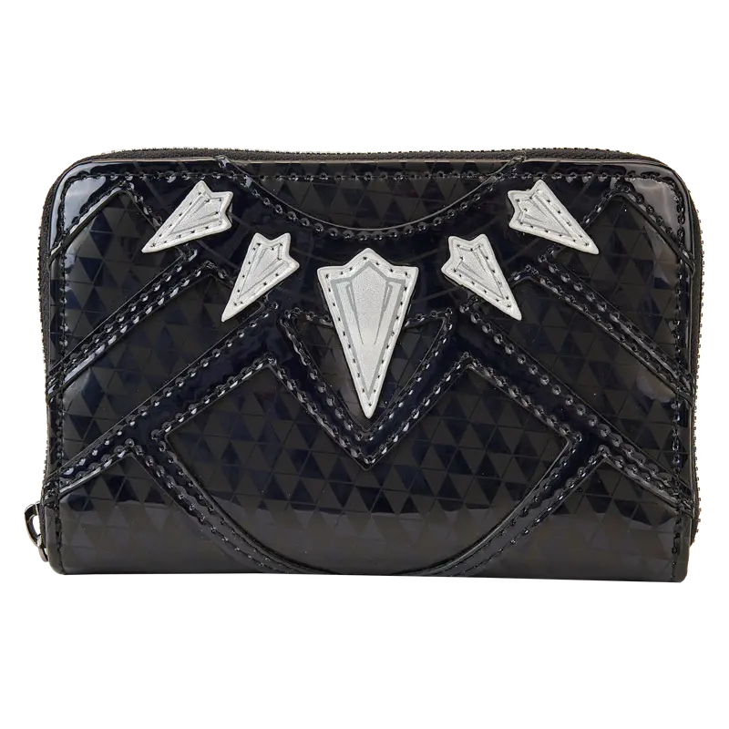 Marvel Metallic Black Panther Cosplay Zip Around Wallet, Zipper Leather Wallet, One Size