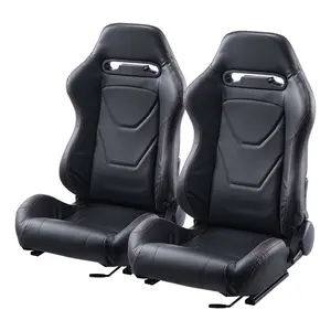 VEVOR Racing Seat, 2 Set, Adjustable Racing Cockpit with Wide Angle Reclining High-Resilience Foam, Comfortable Racing Chair with Soft PVC Leather Q235B Slider, Fit for Racing Cars Go-Karts