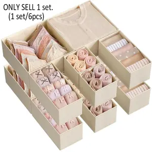 Set of 6 Drawer Storage Boxes, Foldable Fabric Organizers for Socks, Bras, Belts and Scarves, Christmas Gift Idea for Her and Him