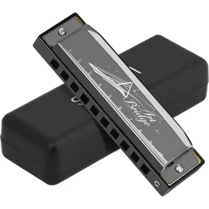 Blues Harmonica for Adults in C Key - Authentic 10 Hole 20 Tone Diatonic Mouth Organ for Soulful Melodies - for Beginners, Professionals and Students (Black, 10-hole blues(beginner))