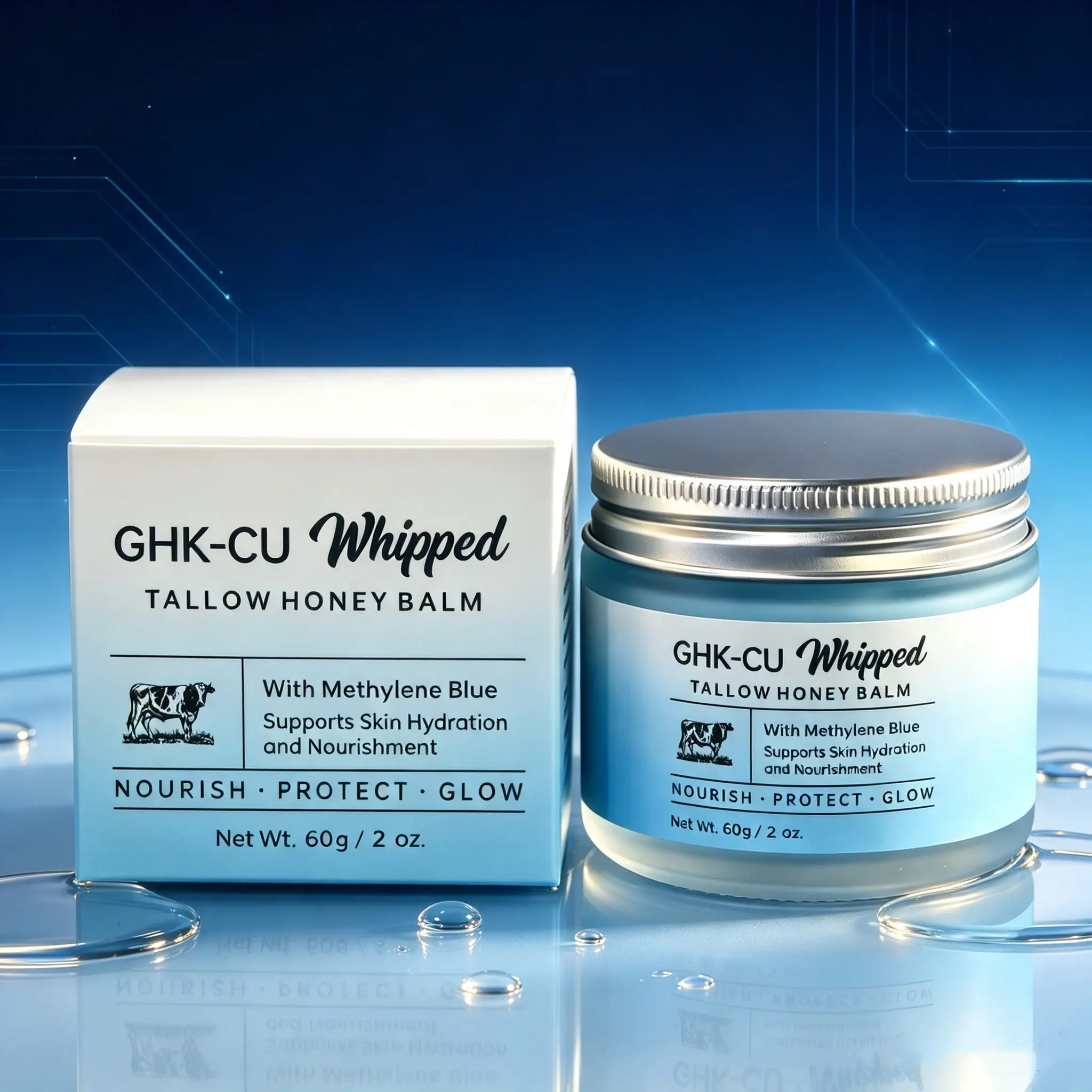 NEW Copper Peptide (GHK-CU) Whipped Tallow Honey Balm Infused with Methylene Blue, Deep Nourishing Hydrating Skin Repair Balm for Daily Barrier Care