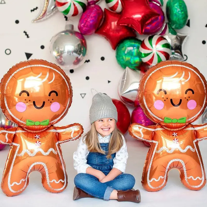 Big Gingerbread Man Balloon Foil Kids Balloon Christmas Balloon Xmas Balloon Christmas Party Decoration 2023 New Year Supplies