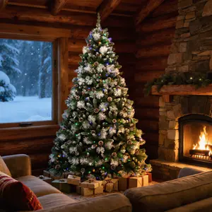 YITAHOME 6FT Pre lit & Pre-Decorated Scotch Pine Christmas Tree, Christmas Tree Warm White/Multicolor Changing Lights for Home/Office