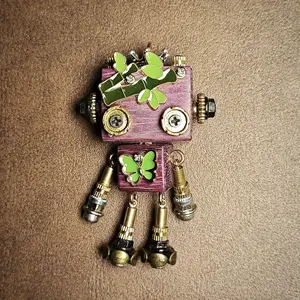 Vintage Hardware Steampunk Robot Brooch – Exclusive Single Piece for Collectors
