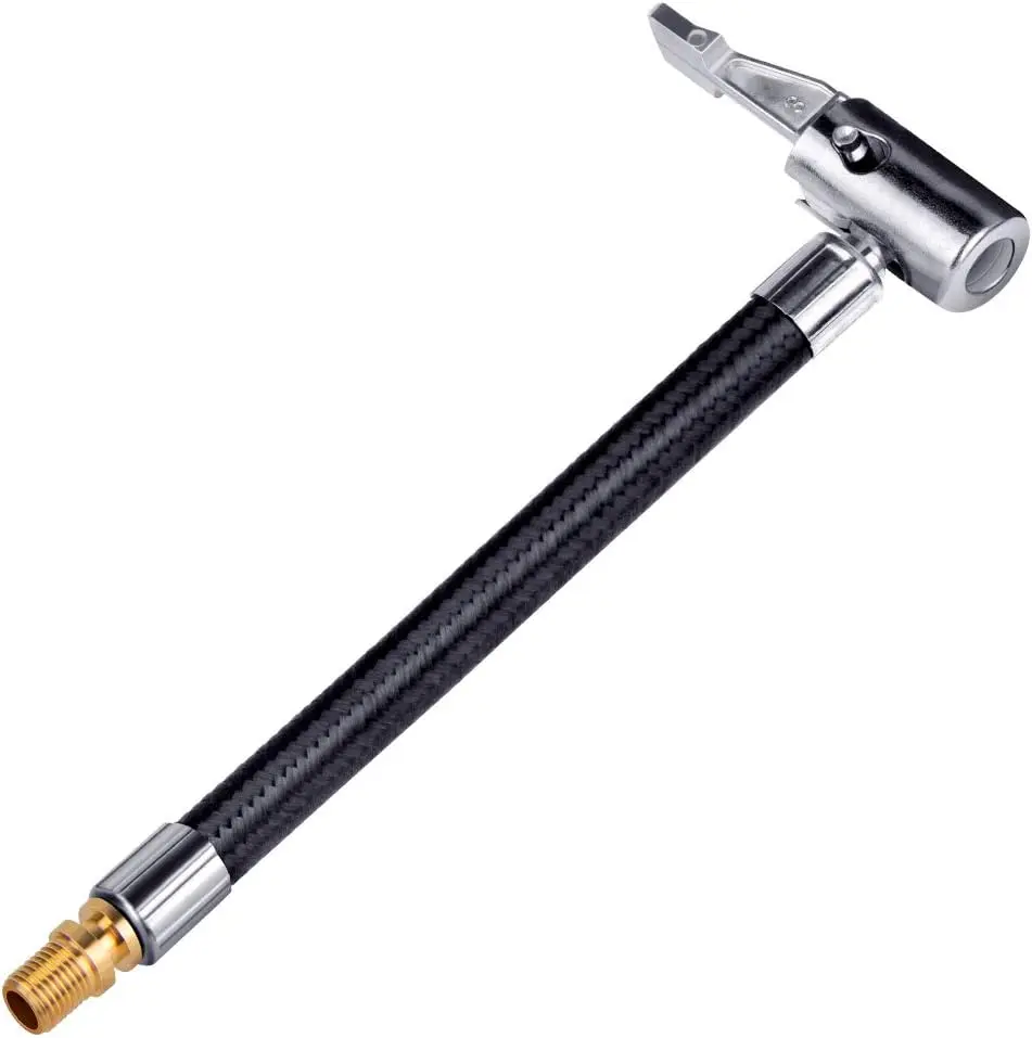 Automotive Tire Inflator Hose Adapter - Car Repair Tools for Twist-On to Lock-On Connection, with Metal Air Chuck, Nylon-Rubber Air Hose, Tire Schrader Valve Fine Thread & Seal for Portable Car Inflator, Cars/Motorcycles