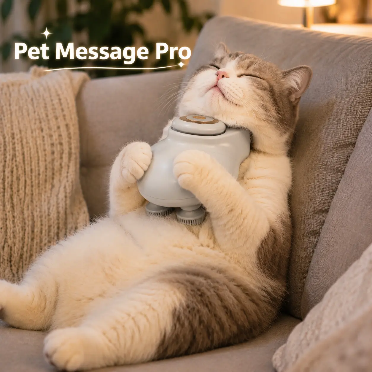 Electric Pet Head Massager - Rechargeable 4-Head Silicone Grooming Tool, Plastic Stress Reliever with Waterproof, Gentle Massage & Safe Design for Dogs, Cats, Compact