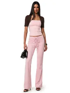 FDR Women's Square Neck Half Sleeve T-Shirts Mock Layered Shrug Tee | Slim Fit Cropped Half Sleeve Top with Contrast Color Soft Stretch Knit Everyday wear & Workout #Summervibes Casual Style Womenswear summerwins