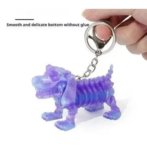 FuRise 3D Printed Skeleton Dog Keychain Unique Modern Art Gift for Halloween Christmas Birthday Multiple Colors