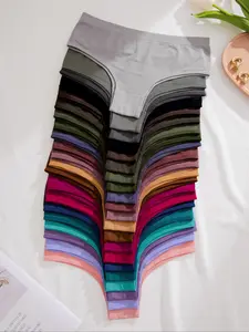 Women's Seamless Triangle Panties, Plain Panty, Fitted Knicker, 21-Pack Casual Fitted Underwear, Plain Design, All-Season Comfort, Multiple Colors Available, Seamless Garments