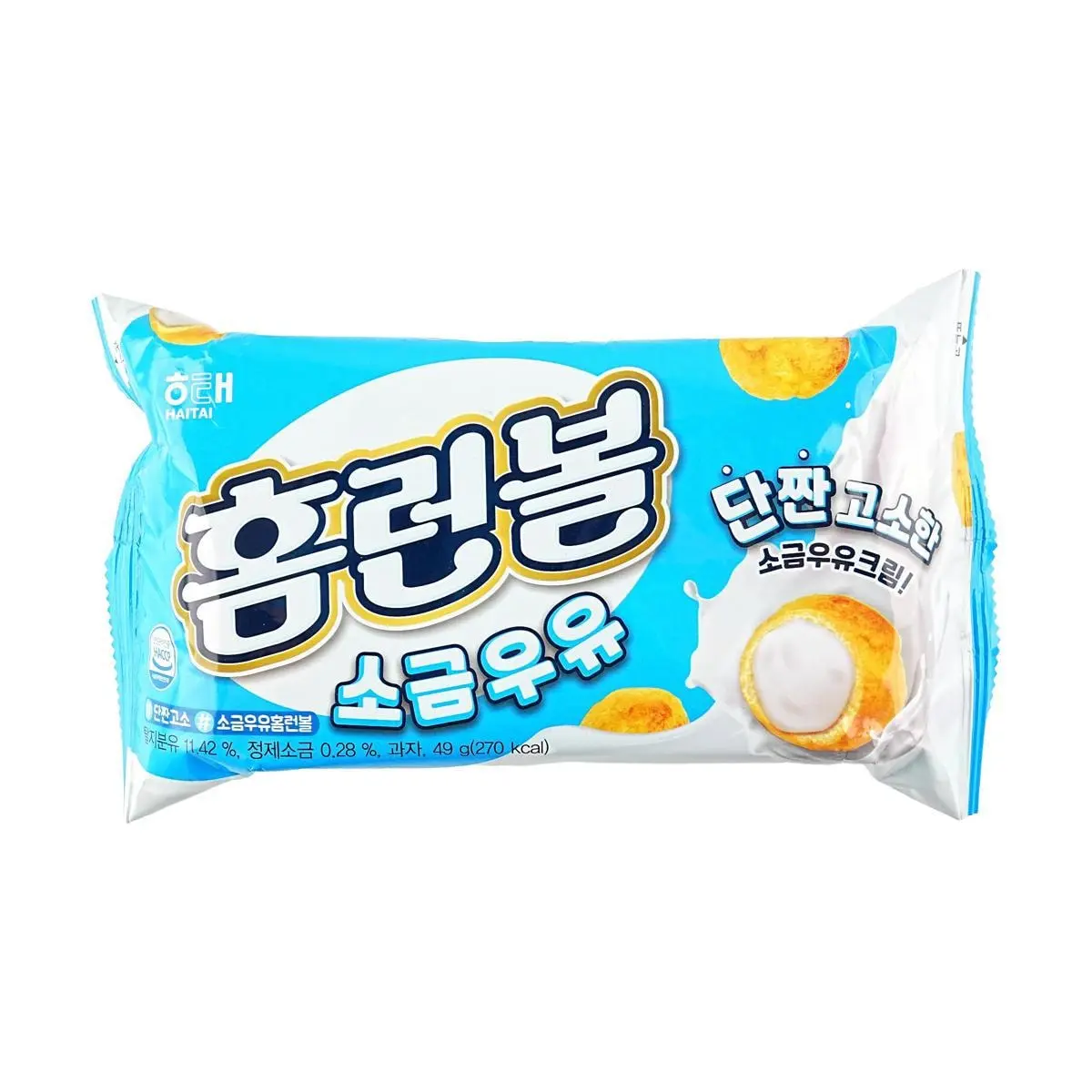 HAITAI Korean Cream Puff Snack 49g - "Baseball Boy" Salty Cream Filling, BTS J-Hope's Favorite, K-Pop Snack