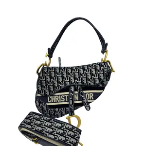 Pre-owned Dior Canvas Shoulder Bags Saddle Medium Oblique CPU0211