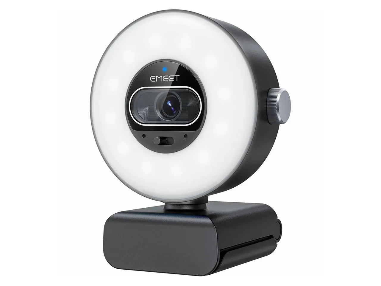 EMEET S600 Light 4K StreamCam with 1/2" Sensor, 0.2S PDAF, 2 Mics, Ring Light with Dial Control - 4 Lighting Modes with App Control 4K30FPS - 1/2" Sensor - Built-in Privacy Shutter - EMS60L-LD