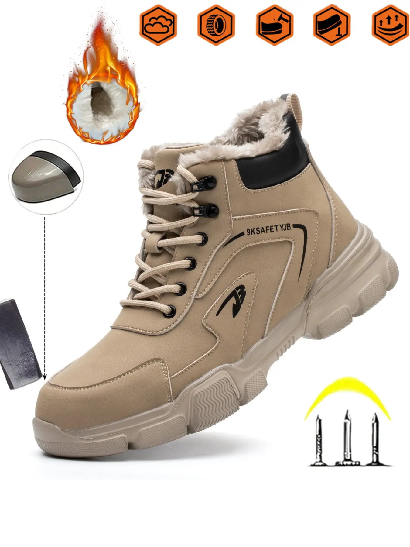 Men Women Safety Shoes for Fall Winter, Anti-Cold Insulated, Euro Standard Steel Toe, Anti-Puncture, Casual Daily Wear, Durable Steel Toe, Work Safety Footwear, Work Protective Shoes, Outdoor Work Footwear