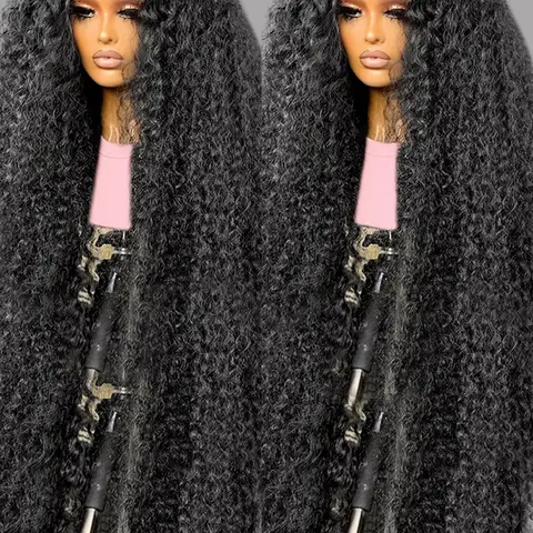 Women's Long Brazilian Human Hair Glueless Lace Frontal Wig - 12~40In, 13x4/13x6 HD Transparent Lace, Deep/Water/Kinky Curly Wave, 180 Density, Medium Cap Size, Adjustable Straps