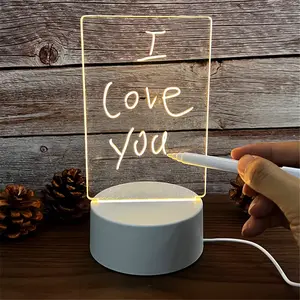Transparent Luminous LED Night Lights USB Luminous Acrylic Night Light Erasable Write Message Board Calendar Desktop Ornaments Ligghig
