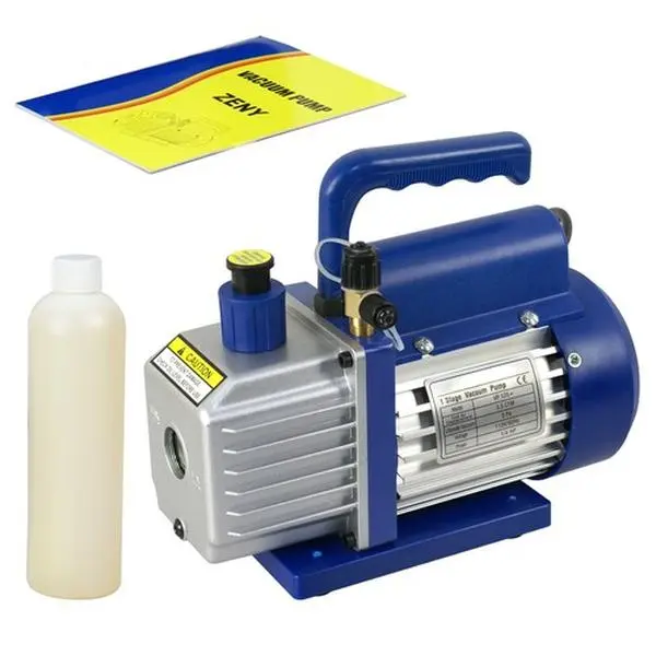 Zeny 3.5 CFM Flow Aluminum Alloy Rotary Vane Deep Vacuum Pump - 1/4HP 110V/60Hz Direct Drive HVAC Tool, R410a/R134 Refrigerant Compatibility, 1/4" Flare, 320 ml Capacity, Bottle of Vacuum Oil, Oil Drain Plug (Pet Fish Aquatic Pumps & Filters Supplies)