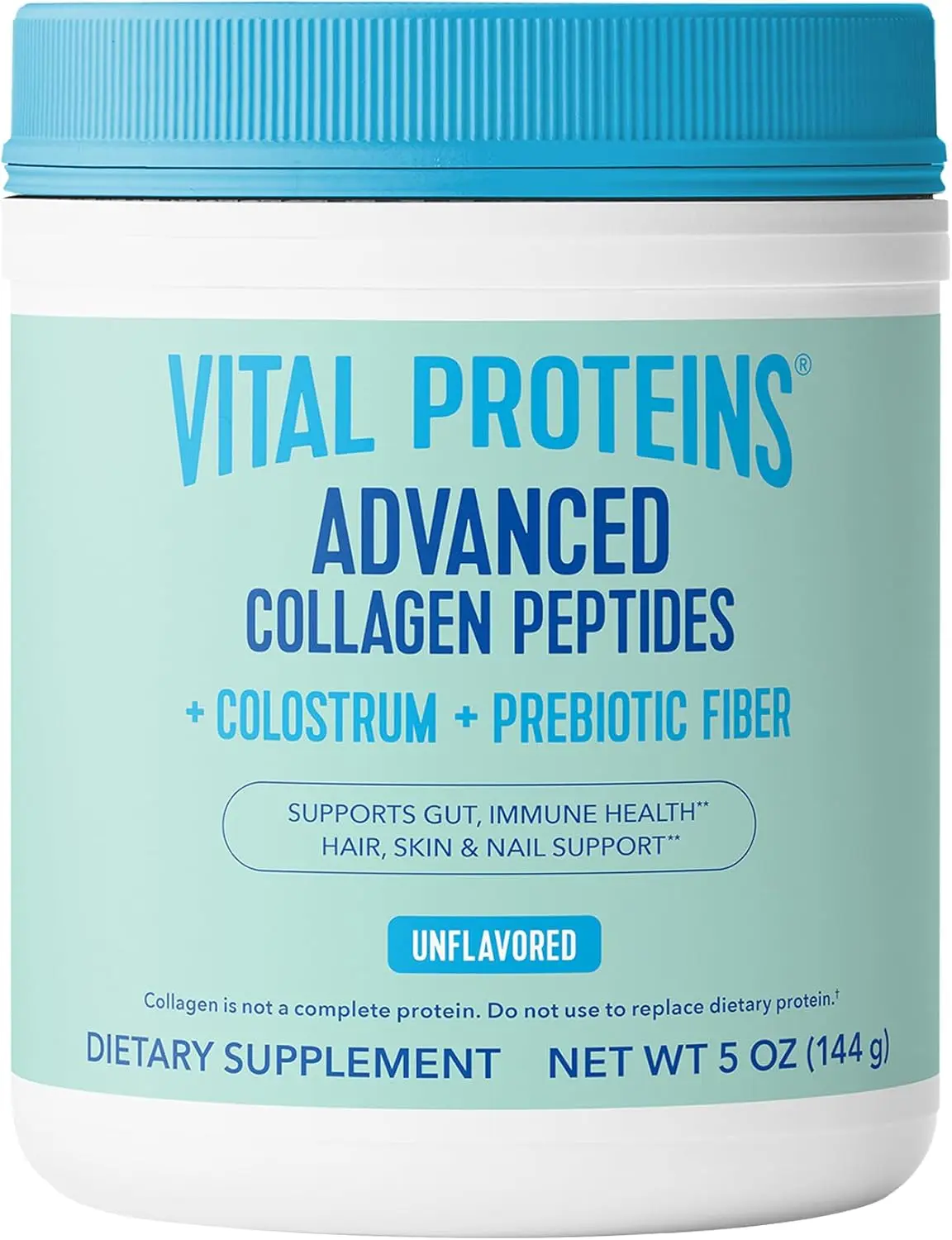 Advanced Collagen + Colostrum + Prebiotic Fiber, 5oz | VERISOL® Collagen Peptides, Supports Gut & Immune Health, Hair Skin & Nails, Colostrum & Prebiotic Fiber, 16 Servings