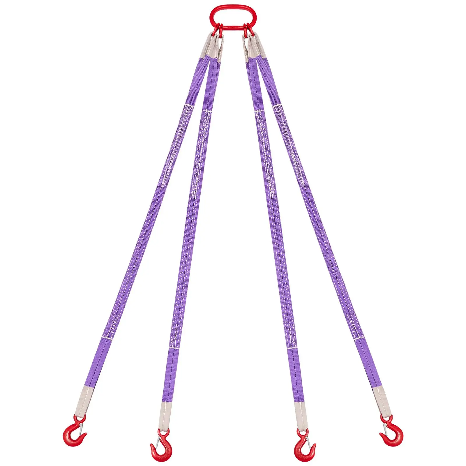 【DealsForYouDays】VEVOR Lifting Sling Straps, Four Leg Polyester Bridle Sling with Hooks, 6600LB Capacity, 5Ft Heavy Duty Rigging Strap, Thickened & Wear-Resistant Webbing Slings for Engines Cranes Hoists Truck
