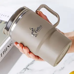 18.6oz Insulated Stainless Steel Coffee Mug Thermos Cup with Lid & Folding Spoon - Reusable, Perfect for Office, Students, Sports & Outdoors - Ideal Gift for Halloween & Christmas, Travel, 304 Stainless Steel