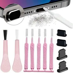 Multifunctional Phone Charging Port Cleaning Brush, Dustproof Mini Soft Round Brush, Bendable Shower Hole Cleaner, Mobile Phone Dust Cover