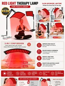 Red Light Therapy for Face and Body, Red Infrared Light Therapy Lamp with Stand Led 660nm & 850nm Infrared Light Device for Body