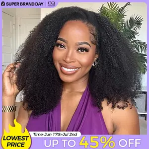 [3 In 1 Half Wig] OQ HAIR Afro Curly Wear Go Glueless Half Wig 180% 250% Density Upgrade With Drawstring Cap Invisible Hairline Human Hair Wigs Beginner Friendly #DealsForYouDays