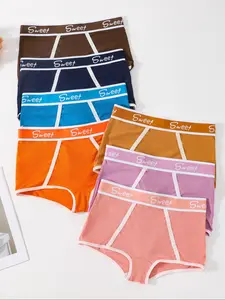 Women's Letter Tape Boyshorts, Breathable Comfortable Panty for Daily Wear, Women's Underwear for All Seasons, Casual Elegant Panty, Casual Soft Panties