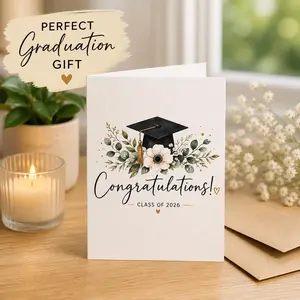 Class Of 2026 Graduation Card, Congratulations Grad Card, Perfect Graduation Gift With Envelope, Floral Grad Gift Card