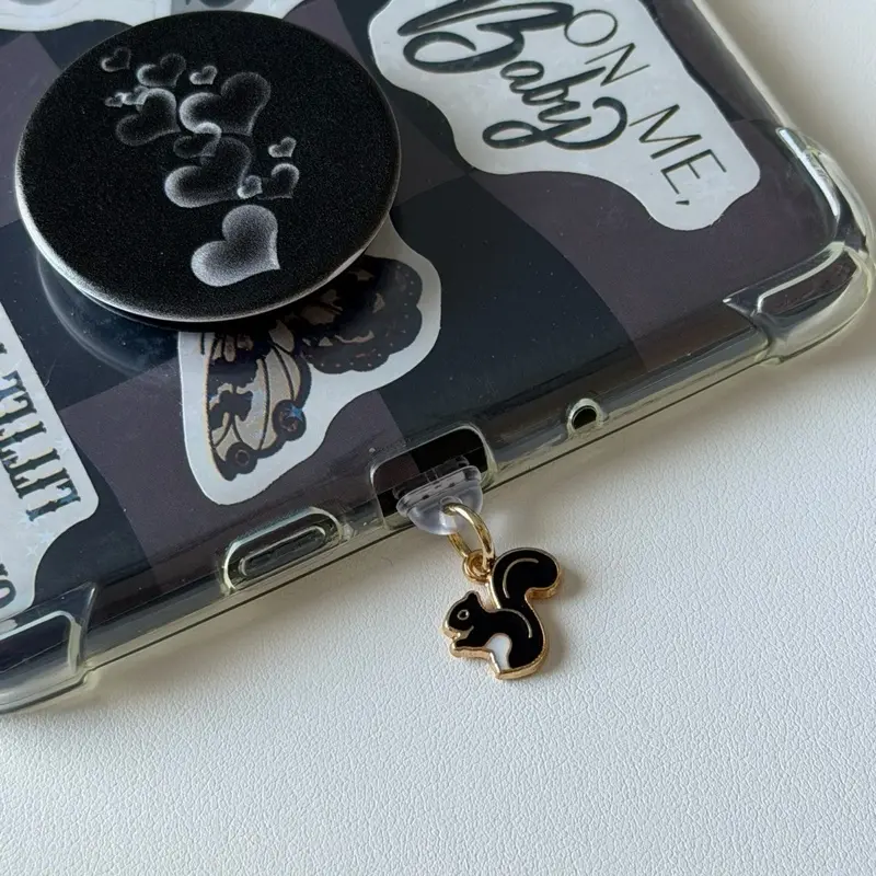 Dust Plug Black Squirrel Charm for USB-C Devices