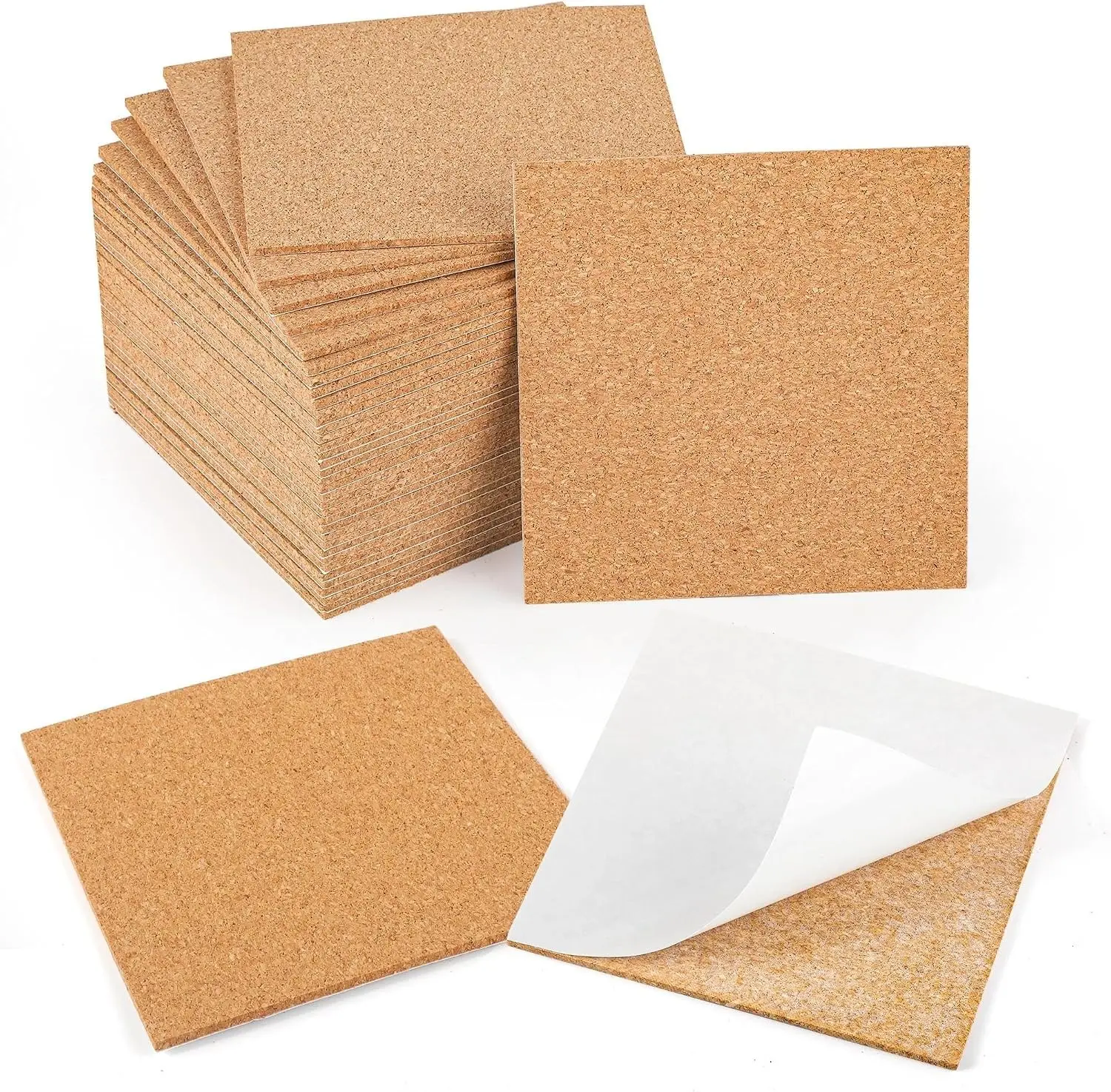 36Pcs 4 Inch 2mm Thick Self Adhesive Square Cork Tiles Sheets for Coasters Backing DIY Crafts Supplies