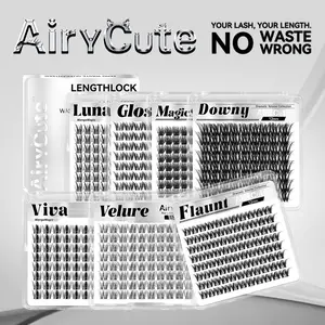 AiryCute LengthLock Collection | Lash Clusters Luna Glosa Viva Silvora Velure Flaunt Downy 8mm-16mm Ultra-Dense Waterproof Long-Lasting DIY Lashes for Flawless Look