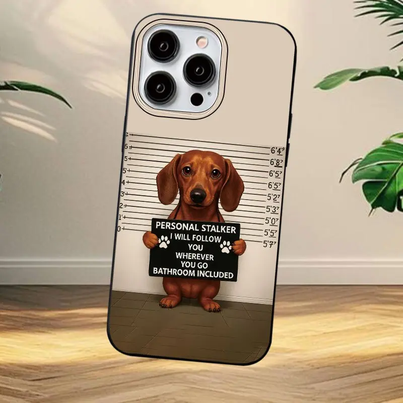 Dachshund design, fresh phone case with shockproof and fingerprint protection, trendy large opening design, compatible with iPhone 17/16/15/14/13/12/11/Pro Max/Xs/Xr/X/7/8Plus/Se/Mini PLUS AIR series, Cover, Accessories, Smartphone, Cellphone summerwins,s