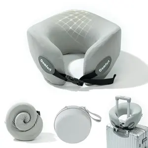 Soft Support Memory Foam Travel Pillow & Storage Case - 360° Turtle Neck Pillow Support for Airplane Sleep - Ergonomic Memory Foam Neck Pillow for Long Flights & Car - Essential Travel Products Cervical U-Shaped Headrest for Chin & Neck Pain Relief