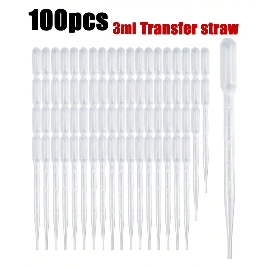 100pcs Disposable 3ML Precise Dropper Pipette Set, Ideal for Essential Oils, Science Experiments, Crafting & Makeup Use, Durable Plastic Material