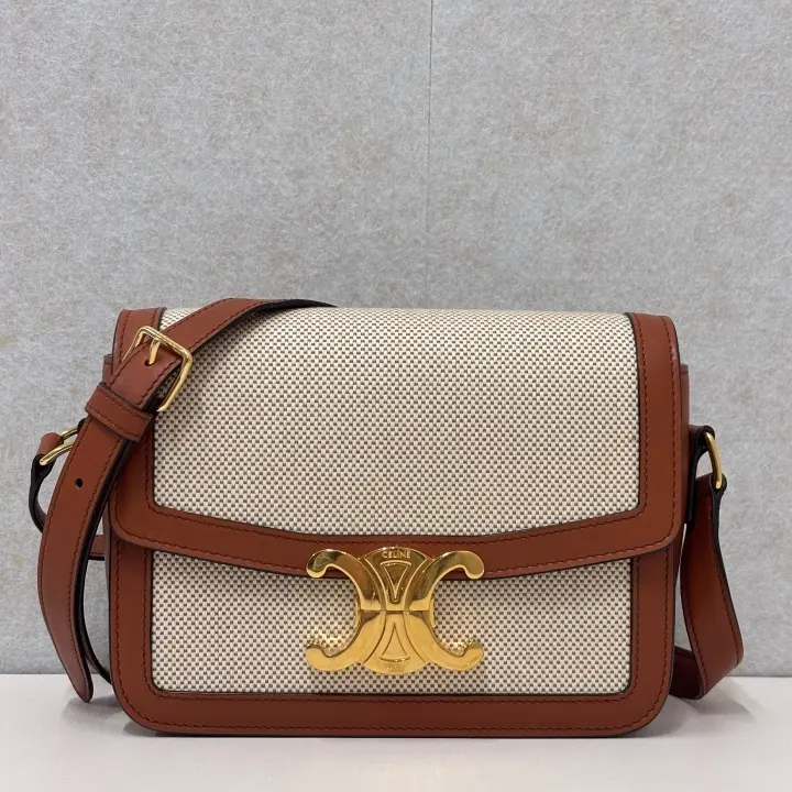 Pre-owned Celine Canvas Crossbody Bags Medium Triomphe Shoulder Bag in and leather 21639251