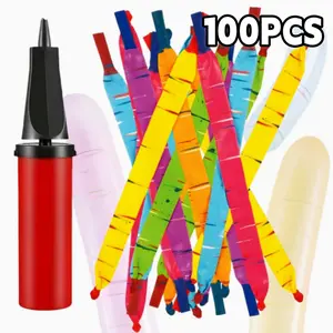 100 Colorful Balloons Shaped Like Rockets, Accompanied by Two Pumps, Perfect for Decorating Enormous Rocket Balloons for Parties, Suitable for Easter, Christmas, Halloween, And Birthday Celebrations outdoor