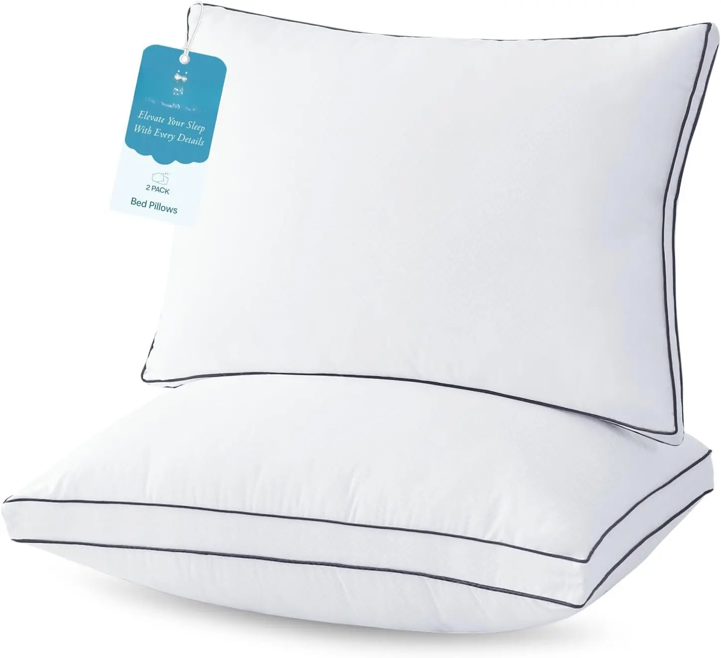 Bed Pillows  Size Set of 2, Hotel Collection Sleeping Pillows 2 Pack for Side and  Sleepers, Down Alternative Plump Filling, 20 x 30 Inches