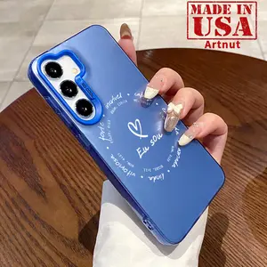 IMD Plate Hologram Case Compatible with GalaxyS24 Plus S25 S23 S22 Ultra S23+ Eternal Love Pattern Shock-resistant Rugged Durable Protective Cover for Girl