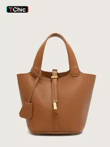 Mini Faux Leather Bucket Bag for Women, Fashionable Bucket Bag, Trendy PU Small Handbag Purse, Girl's Vegetable Baskets bag, Retro Top Handle Tote Bag, Suitable For Commuting, Parties, TravelSatchel, Work