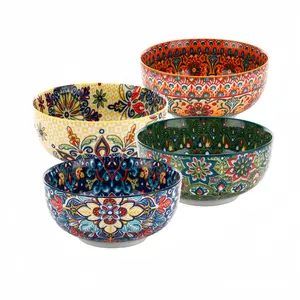 4pcs Ceramic Bowls Set, 22oz Soup Bowl, 5.91 Inch, Kitchen Cereal Bowl, Ceramic Pasta Bowls, Ceramic Salad Bowls, Dessert Rice Noodles Snacks, Dishwasher Safe