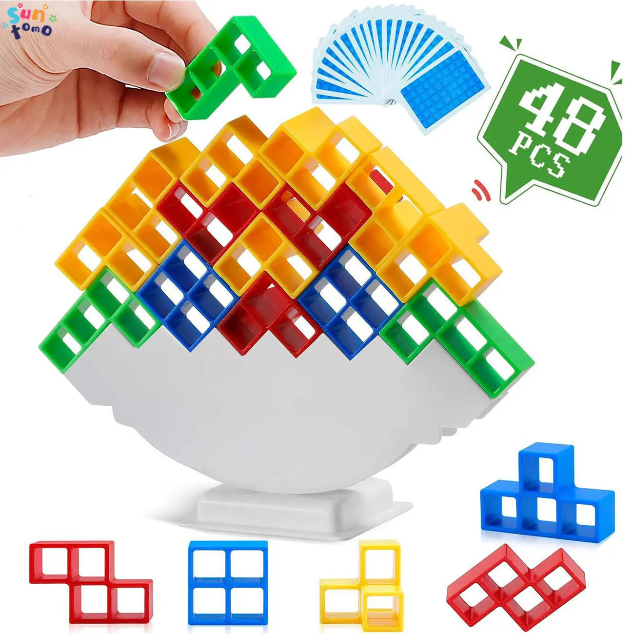 Balance Stacking Blocks Game, Board Games, For 2 Players+ Family Games, Parties, Travel, Kids & Adults Team Building Blocks Toy
