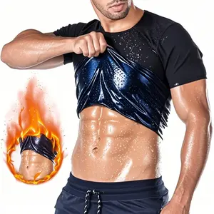 Men's Heat Trapping Sauna Suit Shirt, Workout Shirt - Sweat-Enhancing Fitness Top with Ergonomic Waist Support for High-Intensity Training