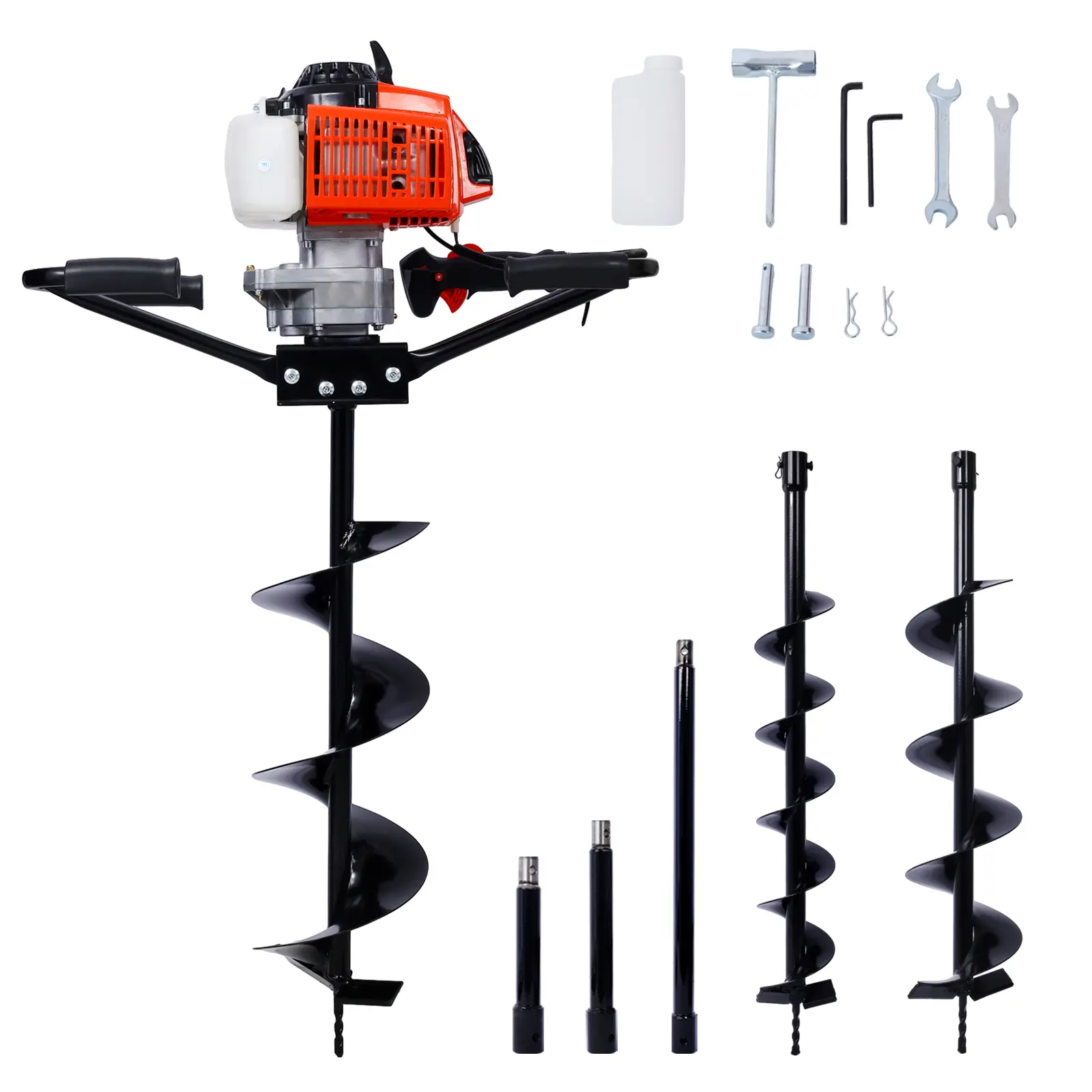 Hardware 2.7HP Post Hole Digger 63cc two person handle Gas-Powered 2-Stroke Auger Digging Drill Shaft Size 3/4" (Machine Only)EPA COMPLAINT WithL4"+L6"+L8" DRILL BITS+EXT ROD KITS
