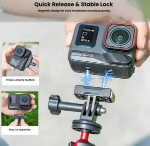 Magnetic Mount for Insta360 X5/ Ace Pro 2/Ace Pro,Quick Release Adapter for Insta360 X5;Ace Pro 2 Quick Release Mount, Snap-On Magnetic 2 Prong Mount and 1/4 Thread Compatible with Insta360 X5 / Ace Pro Cameras