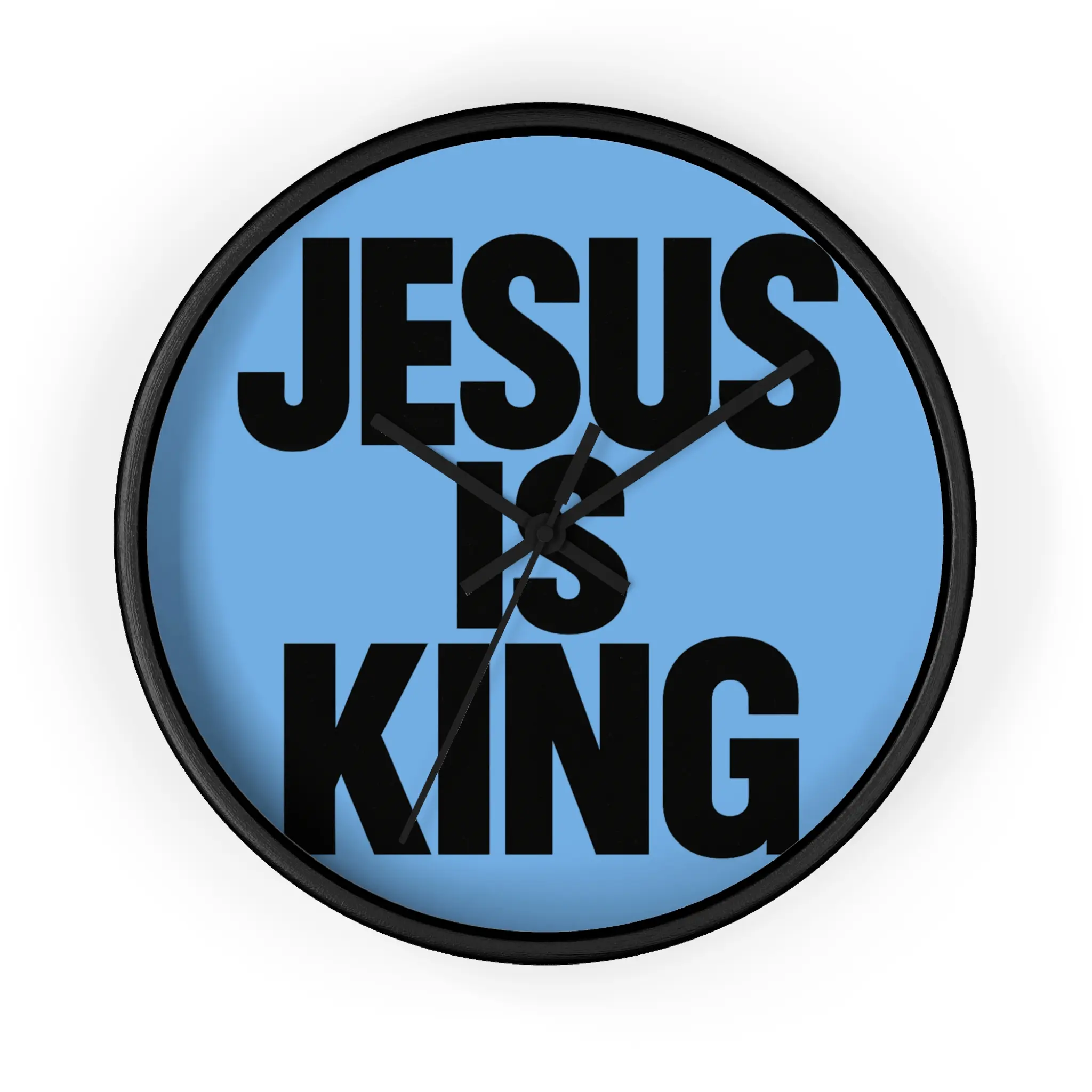 Blue Jesus is King Wall Clock, Christian Home Decor, Religious Gift, Modern Wall Art, Inspirational Timepiece