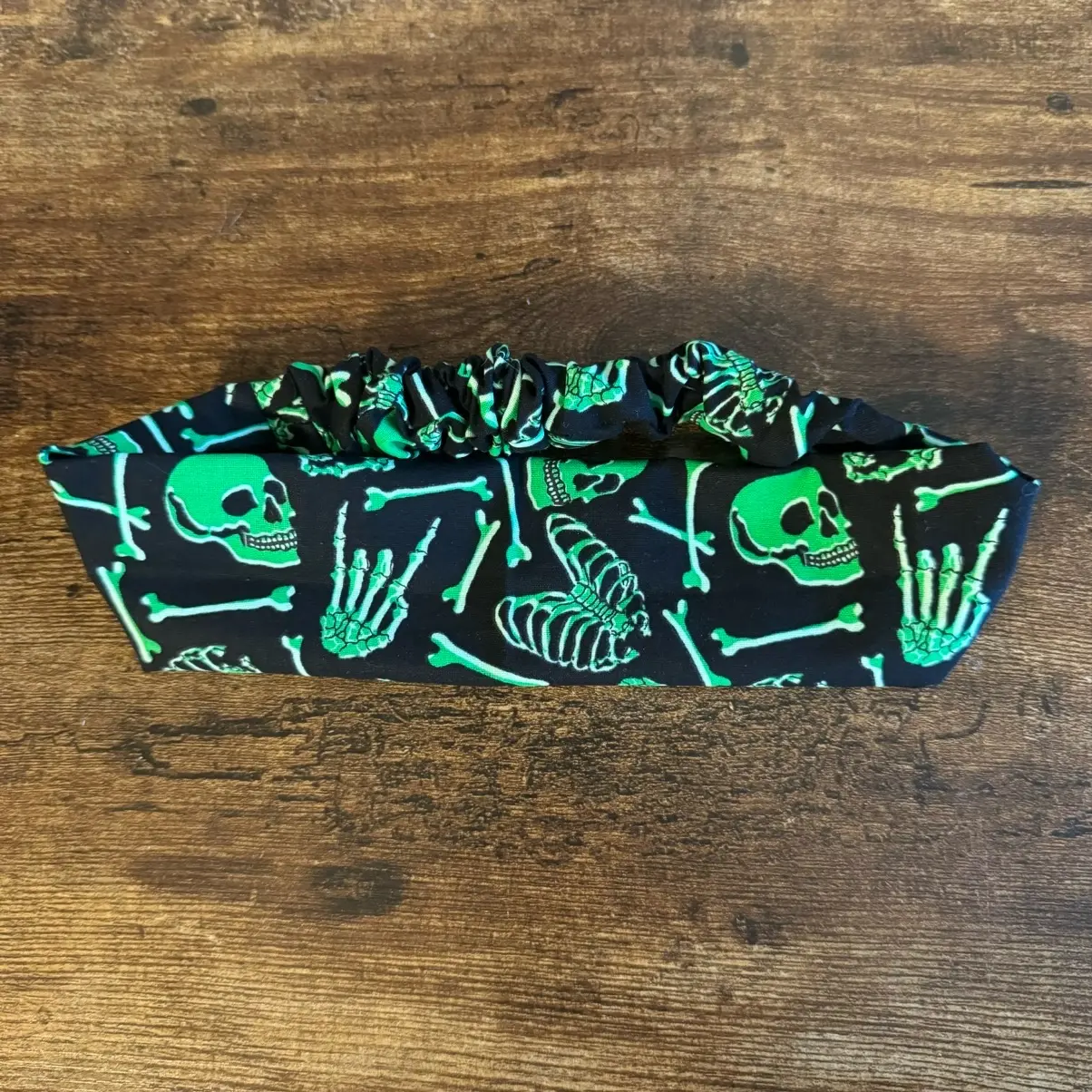 Neon Green Skeleton Fabric Headband