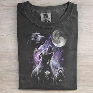 Comfort Colors Pitbull Howling At The Moon T-shirt, Vintage 90s Funny Edgy Dog Meme Tee, Unisex Fit Design, Casual Streetwear, Gift for Dog Lovers