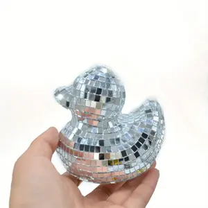 Glass Disco Duck Mirror Decoration, Creative Home Decorative Figurine, Home Ornaments, Perfect Party & Holiday Gift, Ideal Halloween Celebration Item, Decorative Figures